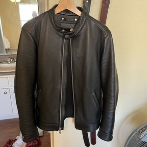 Men's Thursday Boot Co. Racer Leather Jacket, Black, Size S, Slim fit